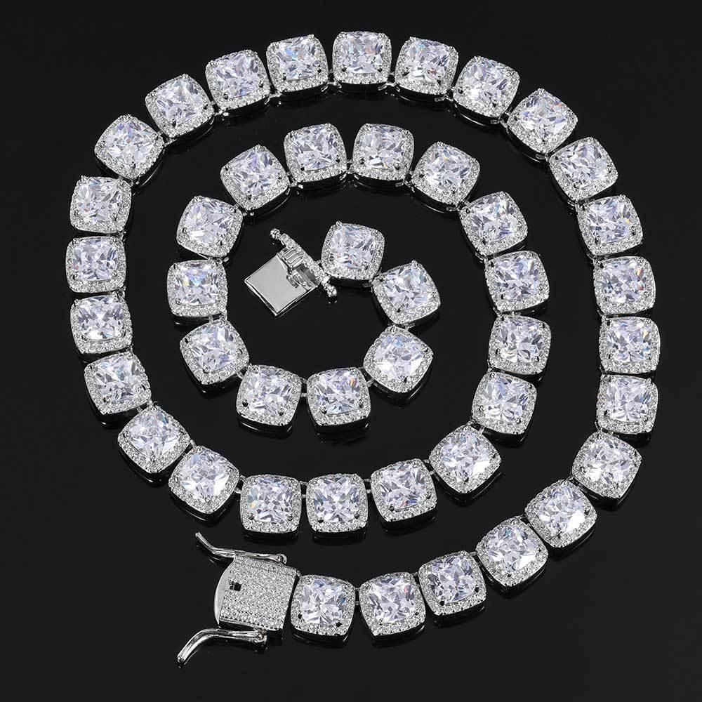 10mm Square Tennis Chain Necklace with Square Zircon Hip Hop Jewelry for Men | Caratix Jewelry - CaratixJewelry